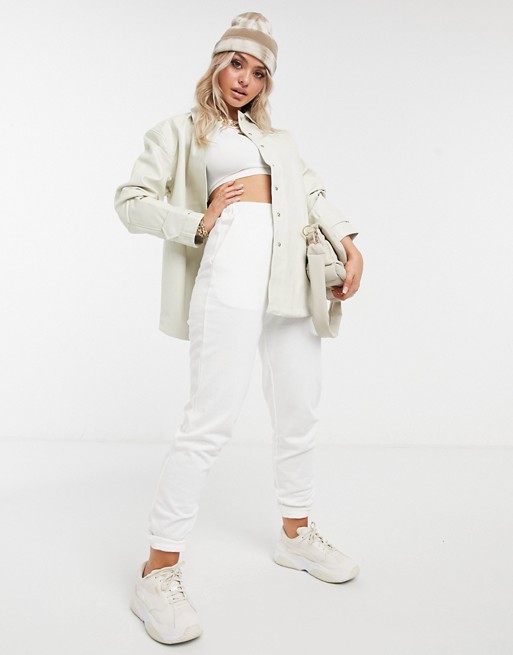 NA-KD faux leather jacket in cream