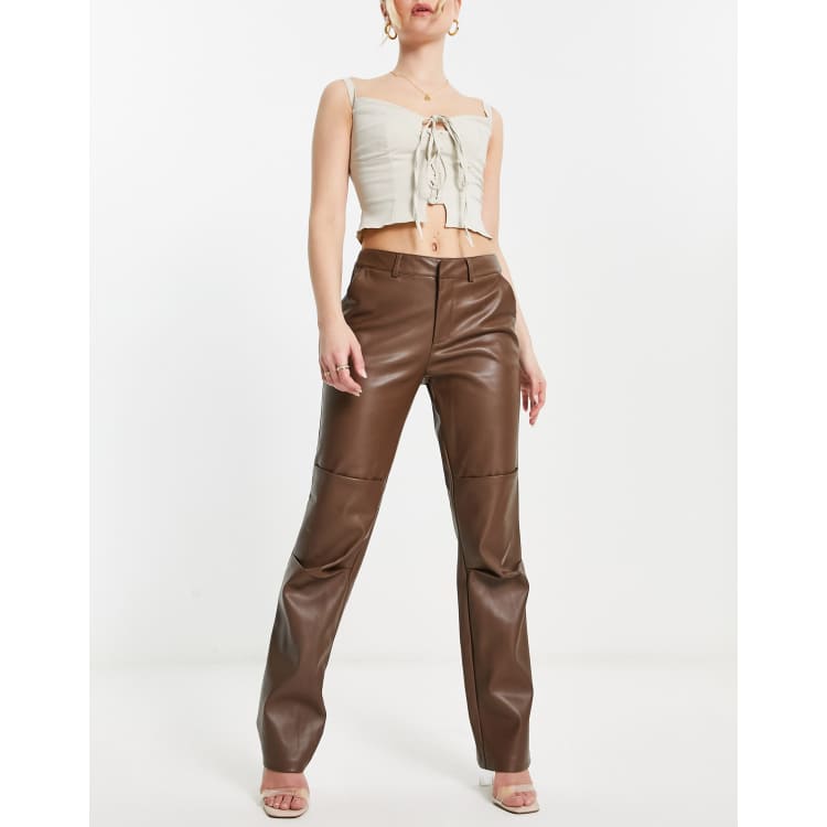 Low rise leather store trousers