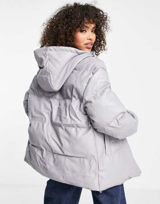 Grey short sales puffer jacket