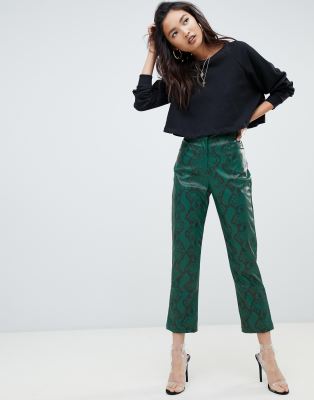 leather snake print pants