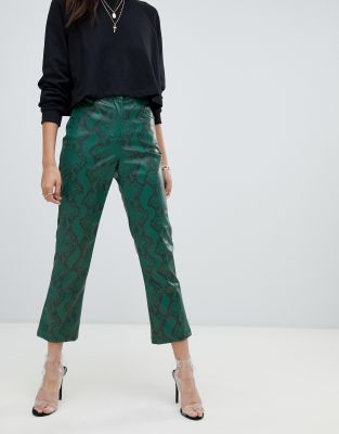 faux leather snake print pants