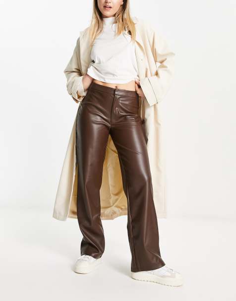 Brown Leather Trousers For Women | ASOS