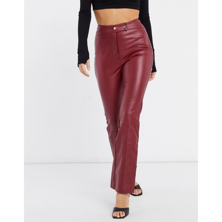 Burgundy store pu trousers