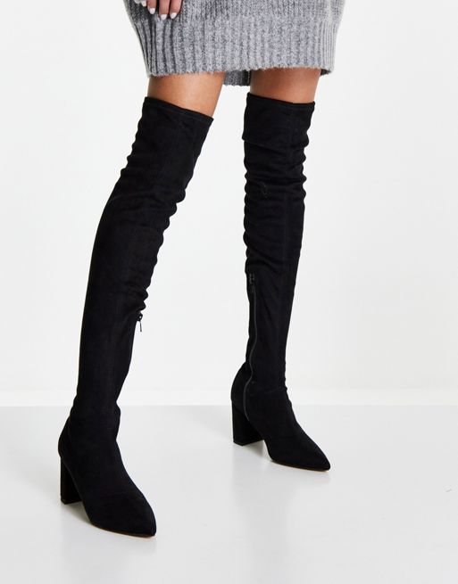 NA-KD faux suede over-the-knee boots in black | ASOS