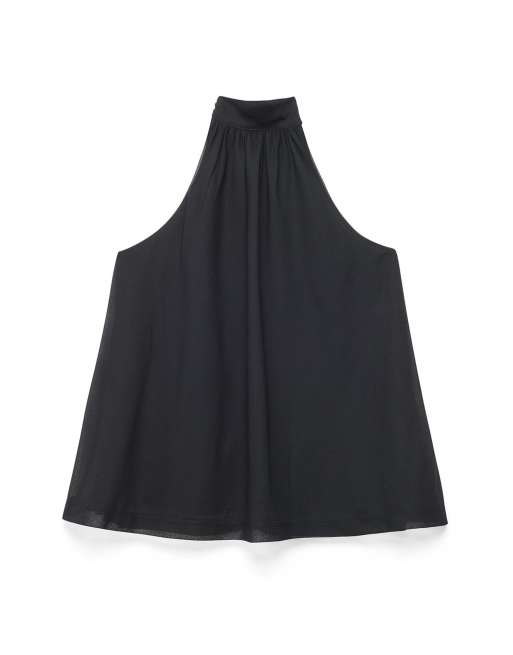 NA-KD Felicia wedin - flowy collar top in black, 4 of 5
