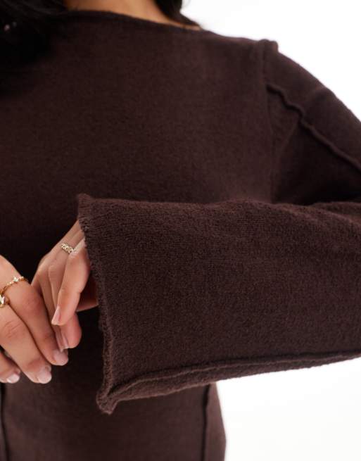 NA-KD fine knit maxi dress in brown | ASOS