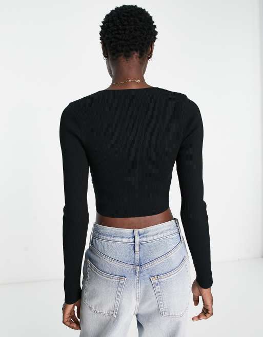 NA-KD fine knit vest with pearl detail in black, 2 of 4