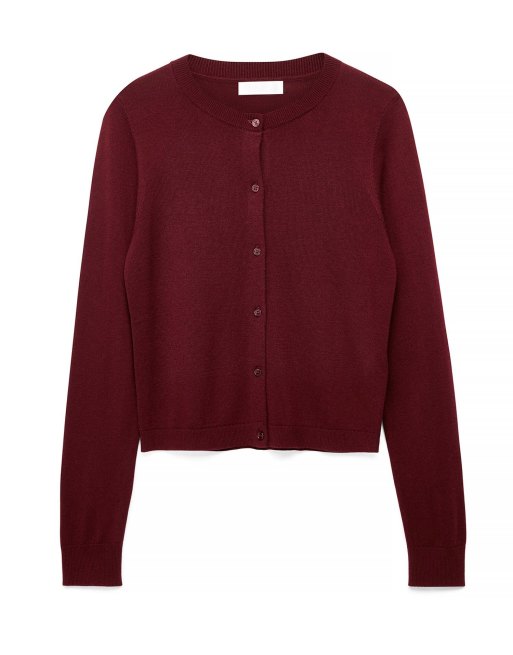 NA-KD Fine knitted cardigan in burgundy, 4 of 5