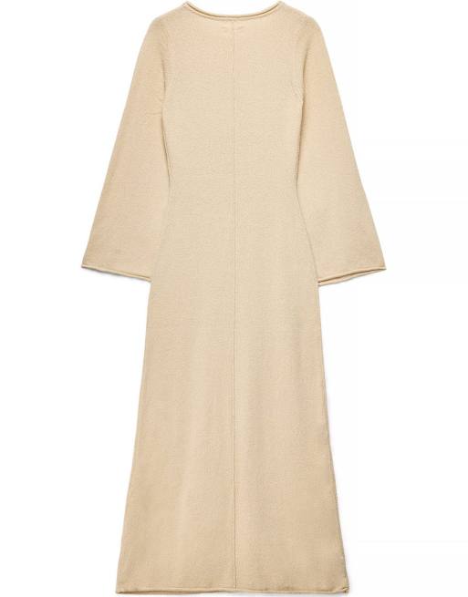 NA-KD Fine knitted maxi dress in beige, 5 of 5
