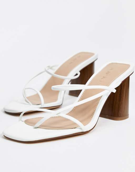 NA-KD fine strappy block heel sandals in off white | ASOS