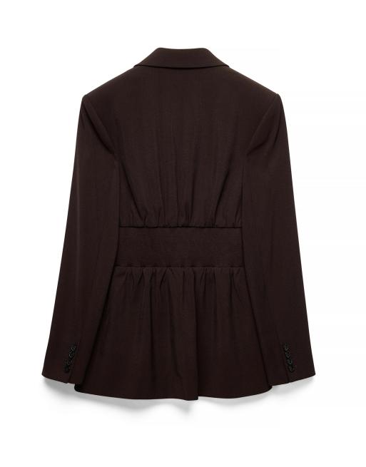 NA-KD Fitted elastic waist blazer in brown, 5 of 5