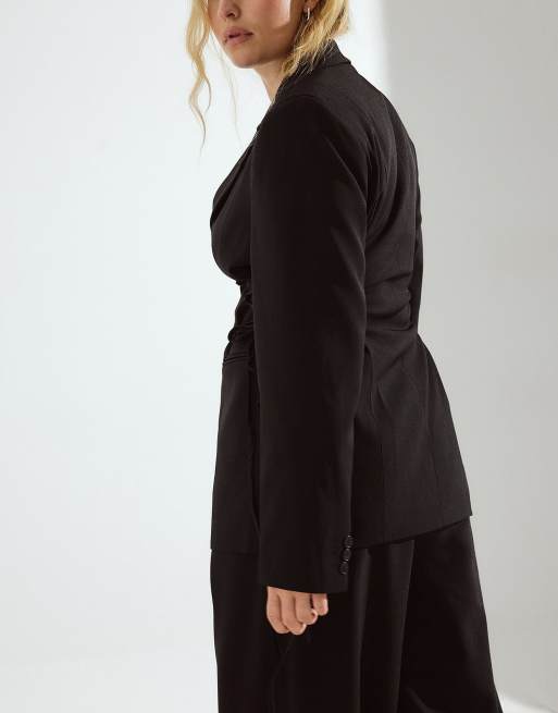 NA-KD Fitted lacing blazer in black, 3 of 5