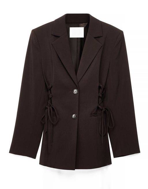 NA-KD Fitted lacing blazer in brown, 5 of 5