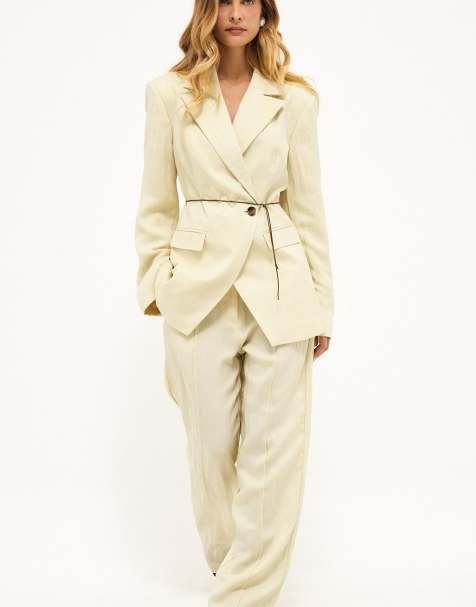 NA-KD Fitted lyocell blend blazer in light yellow