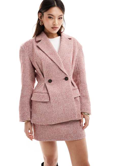 NA-KD fitted waist blazer in peach (part of a set)