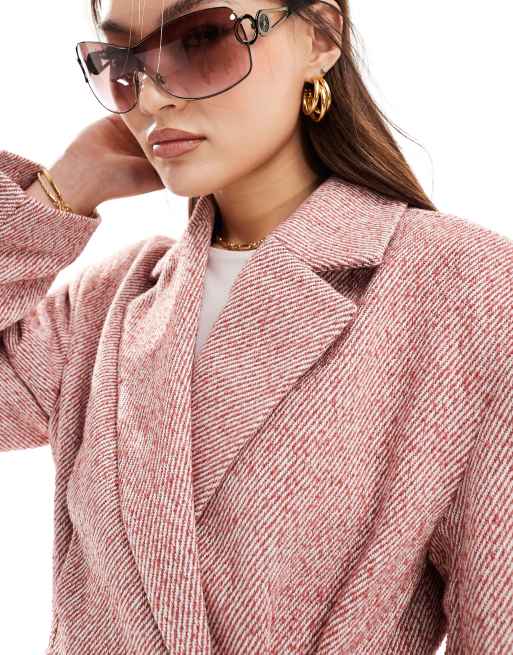 NA-KD fitted waist blazer in peach (part of a set), 3 of 4
