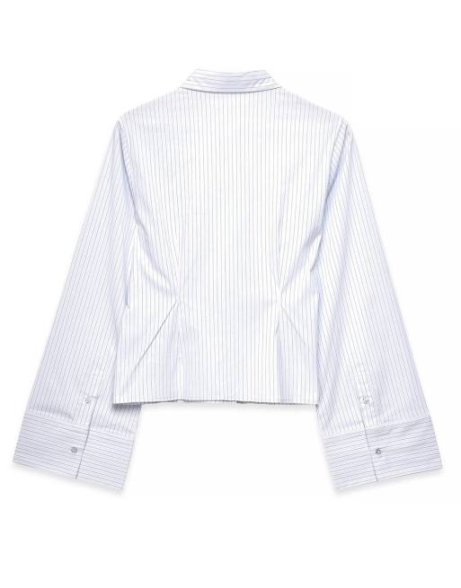 NA-KD Fitted wide cuff shirt in blue stripe, 5 of 5