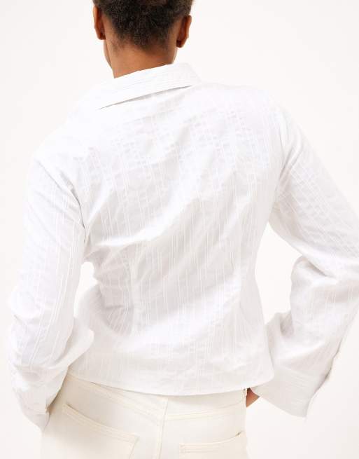 NA-KD Fitted wide cuff shirt in white, 2 of 5
