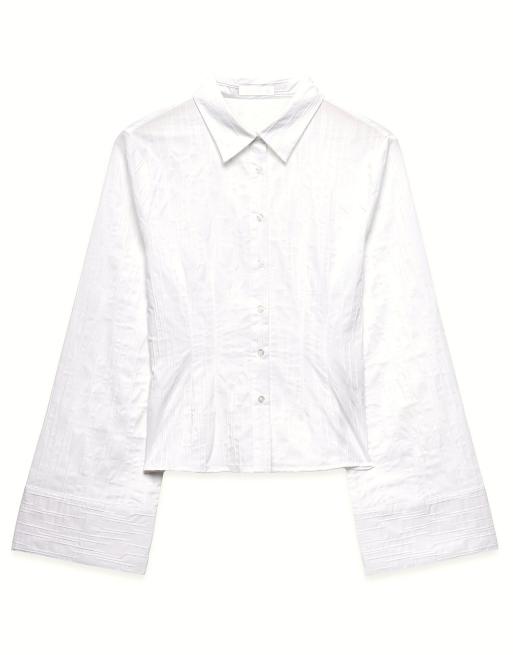 NA-KD Fitted wide cuff shirt in white, 4 of 5