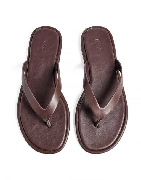 NA-KD Flat flip-flop sandals in brown - view 1