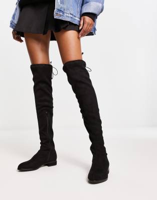 NA-KD flat over the knee boots in black