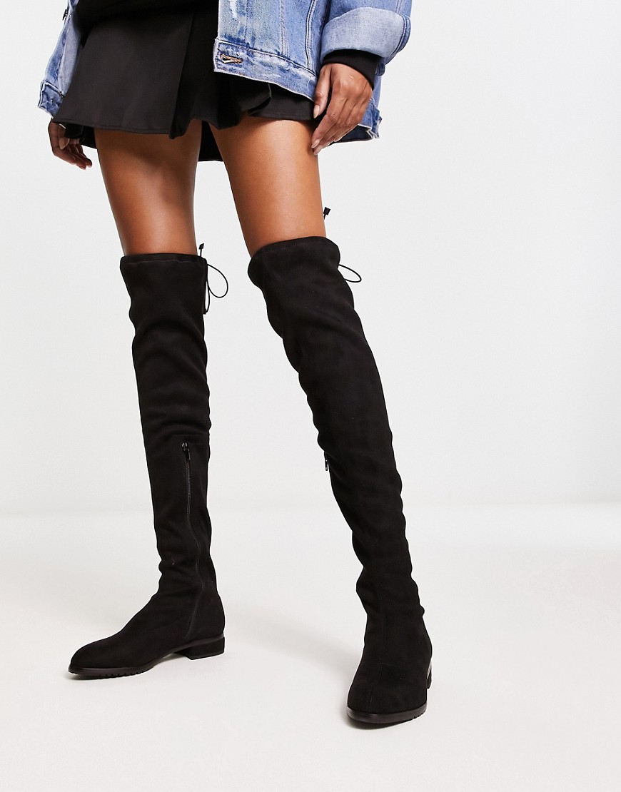 NA-KD flat over the knee boots in black