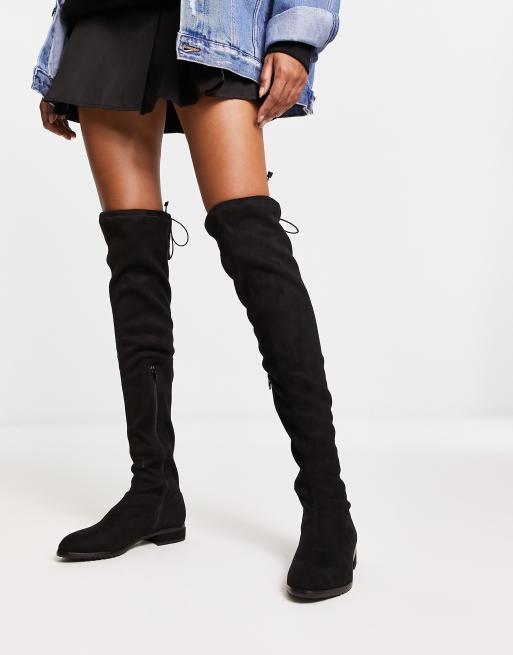 Over the knee flat deals black boots