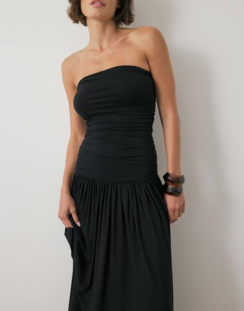 NA-KD – Fließendes Maxi-Schlauchkleid in Schwarz - view 1