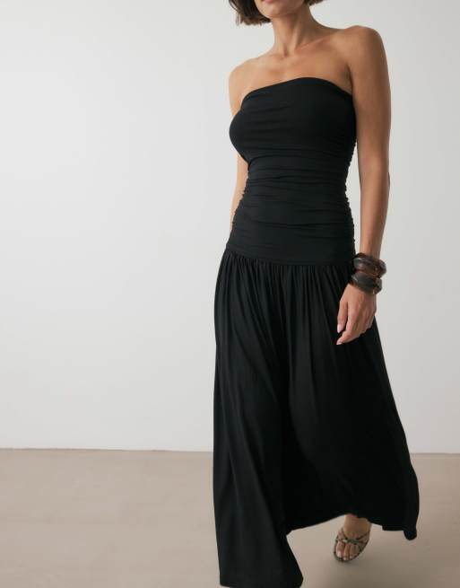 NA-KD – Fließendes Maxi-Schlauchkleid in Schwarz, 2 von 5