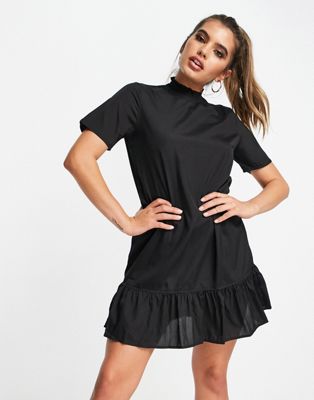 NA-KD flowy mini dress in black