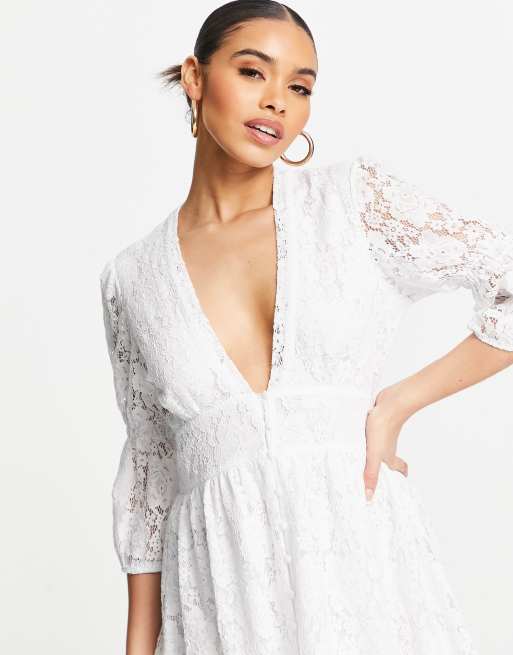 Puff sleeve lace on sale dress