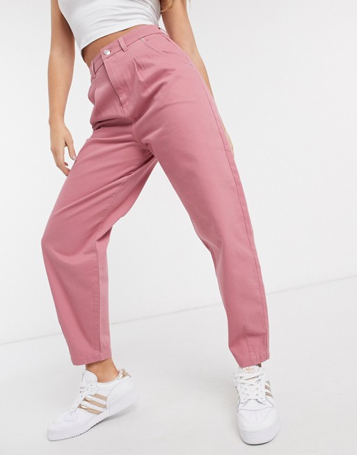 NA-KD front dart slouchy jeans in dusty rose