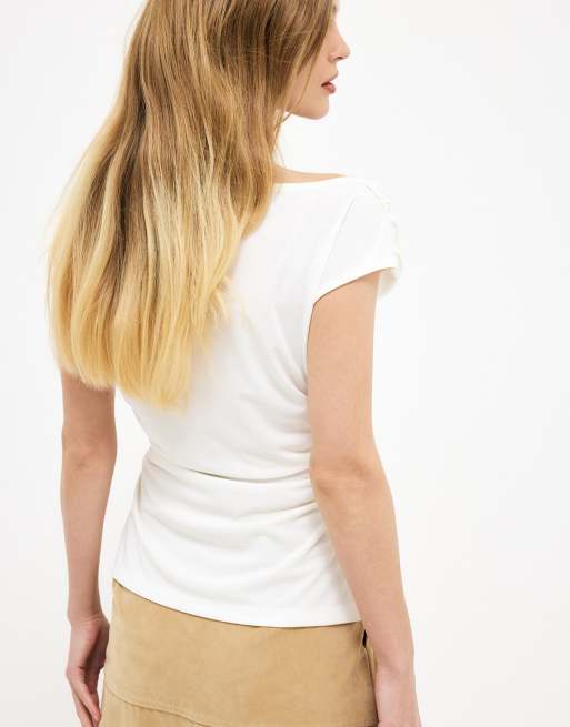 NA-KD Front draped sleeveless top in offwhite, 2 of 5