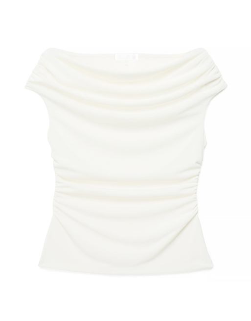 NA-KD Front draped sleeveless top in offwhite, 4 of 5