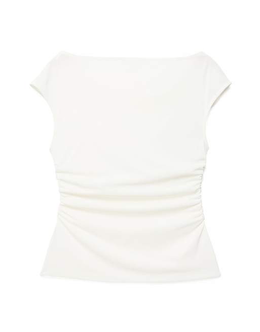 NA-KD Front draped sleeveless top in offwhite, 5 of 5