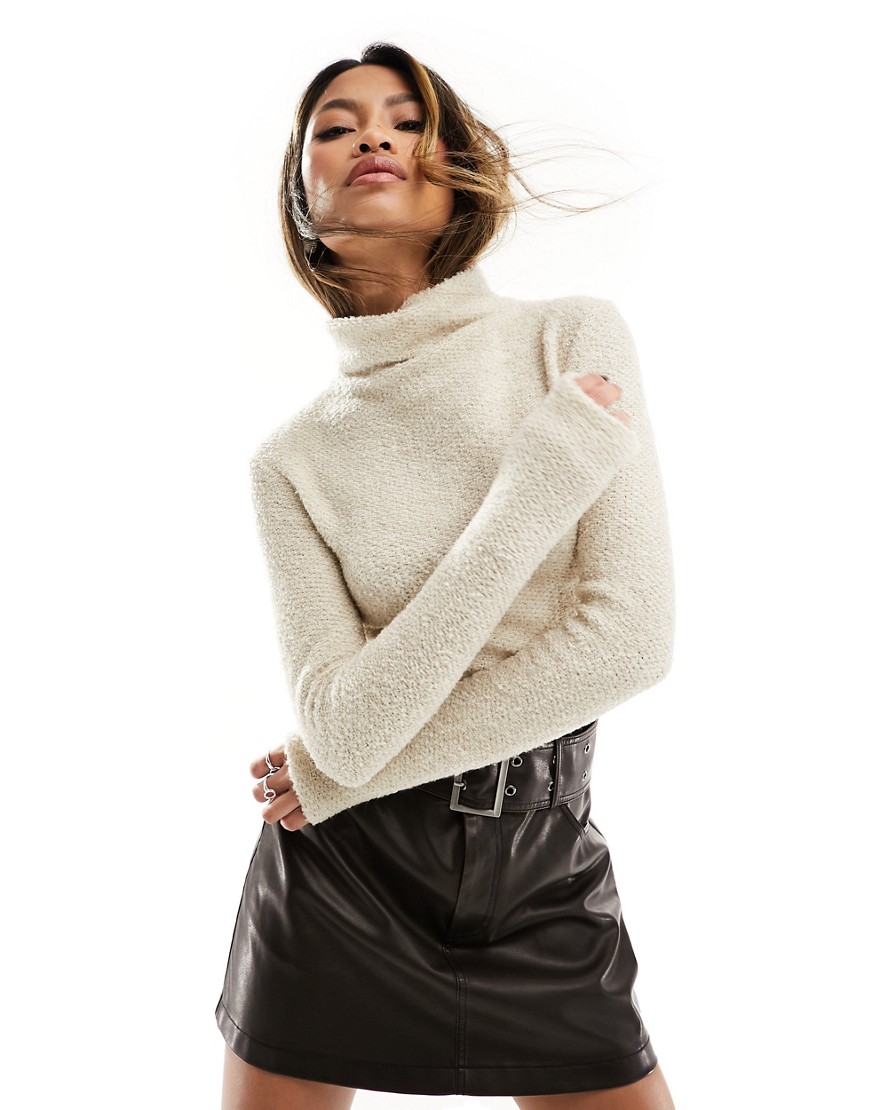 Na-kd Funnel Neck Sweater In Off White