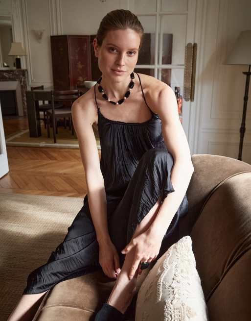 NA-KD Gathered volume strap dress in black, 5 of 5