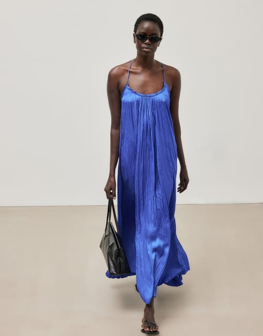 NA-KD Gathered volume strap dress in cobalt, 2 of 5