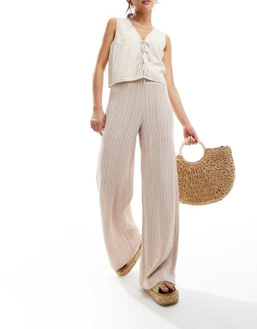 NA-KD – Gehäkelte Hose in Beige