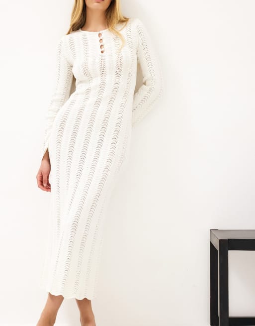 NA-KD gehäkeltes Maxikleid in Wollweiß, 2 von 5