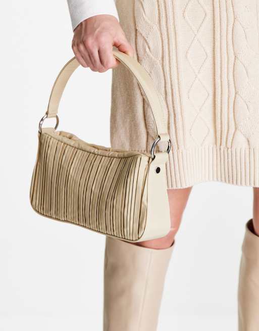 NA-KD – Geraffte Baguette-Tasche in Beige ASOS