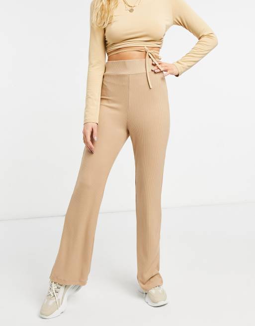 NA-KD - Geribbelde co-ord set in beige, 2 van 2