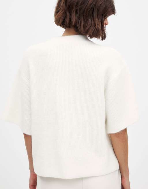 NA-KD gilet en maille à manches courtes écru, 3 de 5