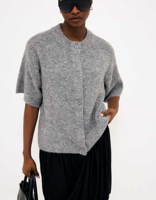 NA-KD gilet en maille à manches courtes gris chiné, 2 de 5
