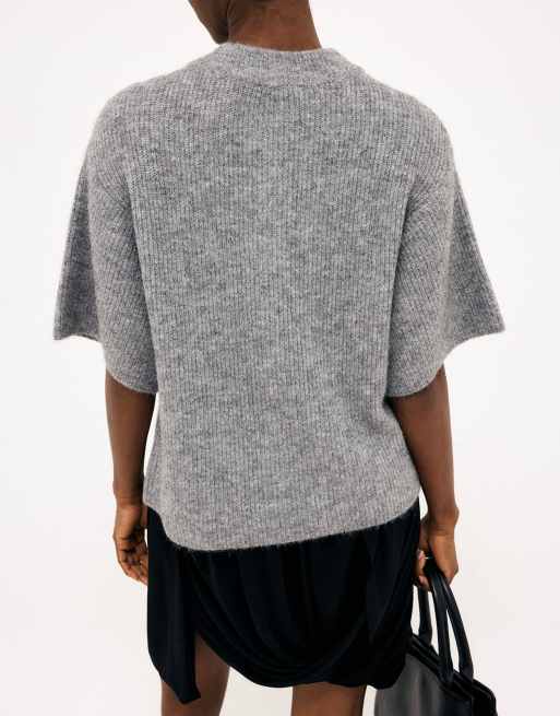 NA-KD gilet en maille à manches courtes gris chiné, 3 de 5
