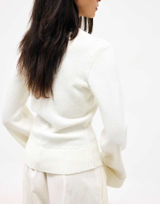 NA-KD gilet en maille ajusté à col rond en blanc cassé, 2 de 3