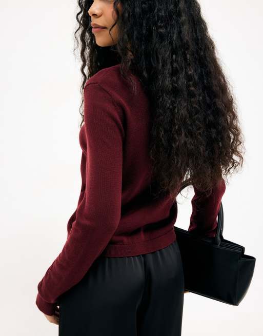 NA-KD gilet fin en maille bordeaux, 2 de 5