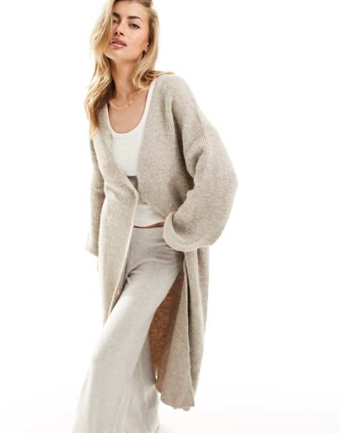 NA-KD - Gilet long en maille - Beige - view 1