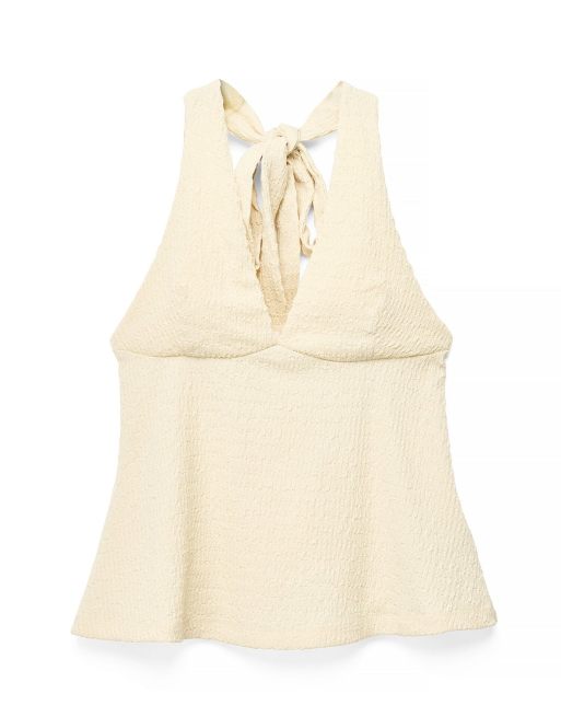 NA-KD Halterneck detail top in light yellow, 4 of 5