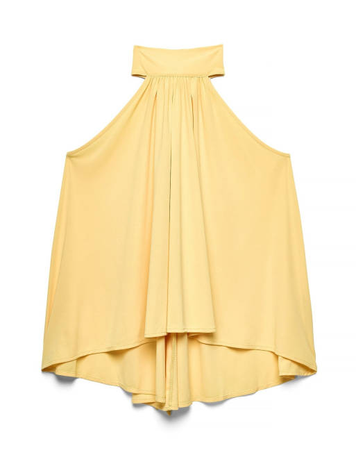 NA-KD Halterneck flowy tie top in bright yellow, 4 of 5